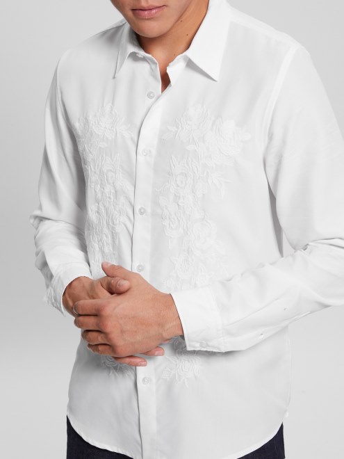 Camisa Bordada Blanca Pura Adivinar Eco