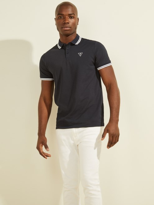Guess Sport Piqué Logo Elegante Polo Azul
