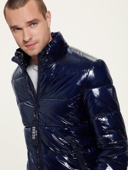 Guess Chaqueta Acolchada Liquida Elegante Azul