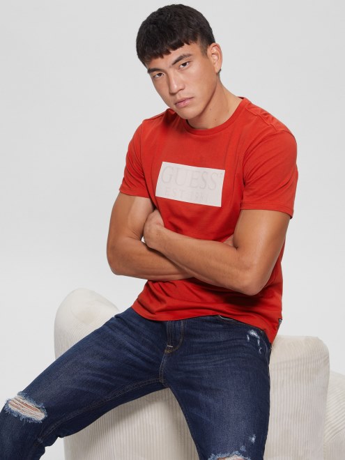 Camiseta Con El Logo De Guess Eco Rojo Vulcano