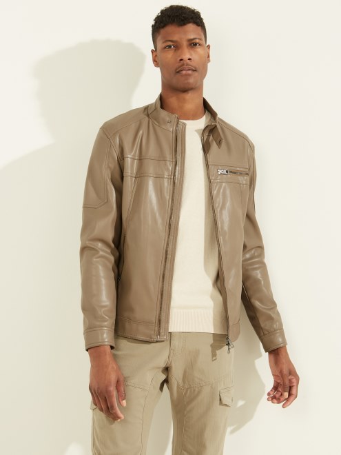 Chaqueta Biker Nuez Shell De Piel Sintetica