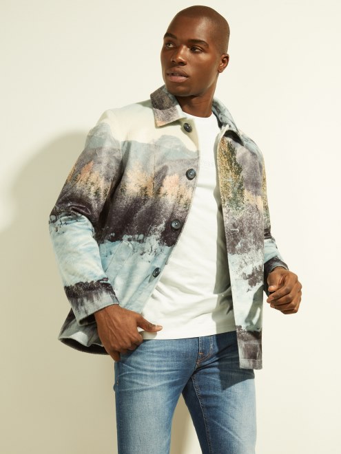 Chaqueta Con Estampado De Vaca Invierno Montañas Adivinar