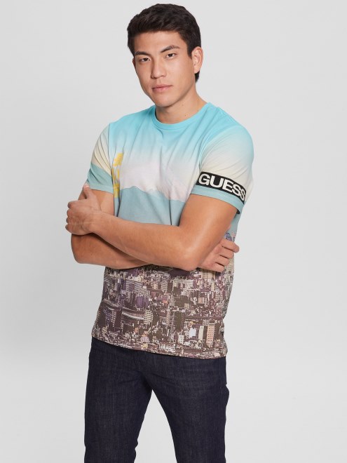 Blanco Puro Multi Eco Tokio Paisaje Urbano Camiseta Adivinar