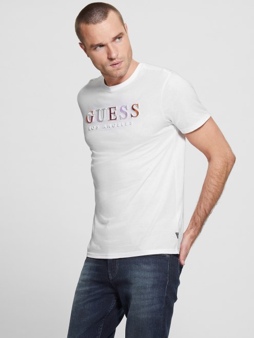 Camiseta Con Logo En Relieve Guess Clean White