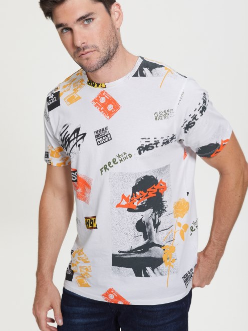 Camiseta Guess Urban City Collage Blanco Puro Multi