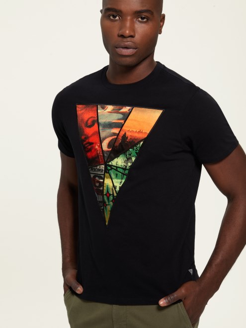 Camiseta Triangular Empalmada Adivinar Negro Azabache