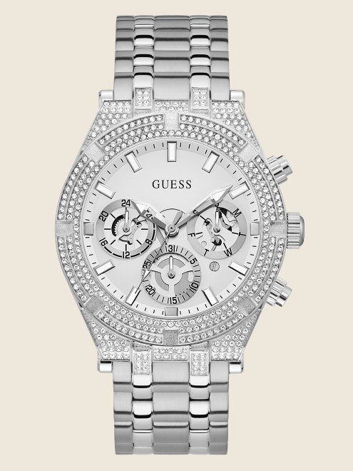Reloj Multifunción Plateado Con Esfera Expuesta De Guess Plateado