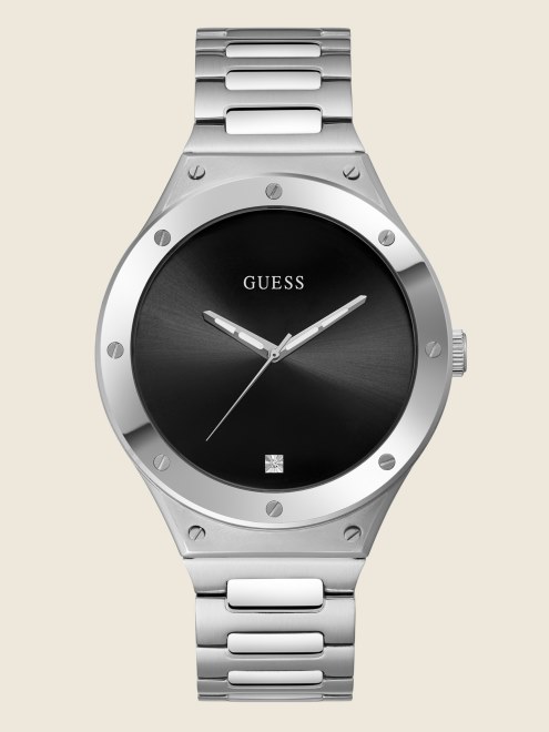 Guess Reloj Analógico Multicolor Plateado Y Negro