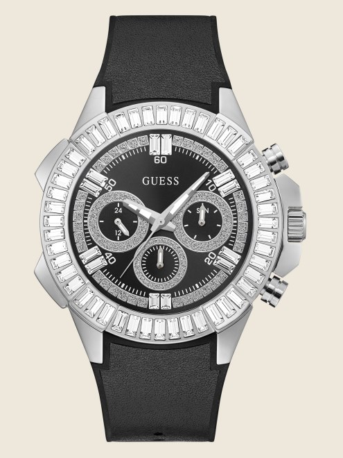 Reloj Multifunción Guess Plateado Y Negro Negro