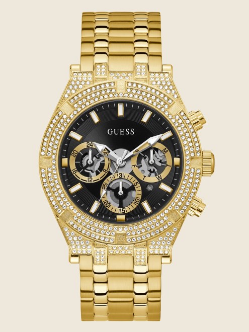 Reloj Multifunción Con Esfera Expuesta En Tono Dorado Gold Guess