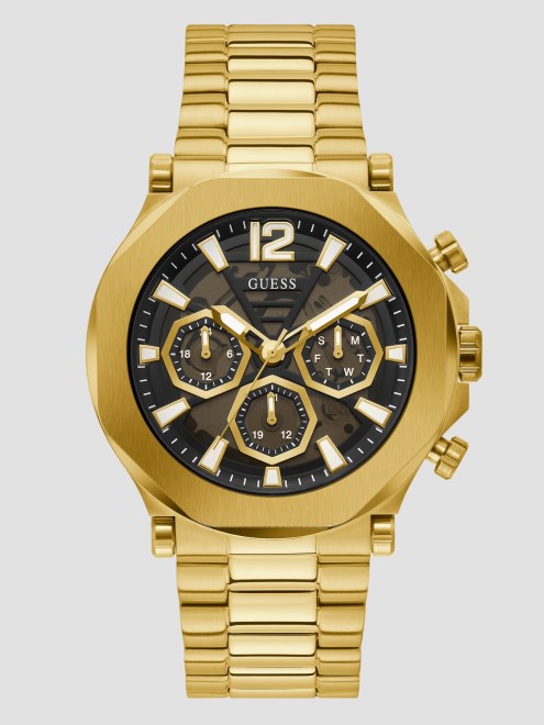 Reloj Multifunción Dorado Con Aberturas Guess Gold