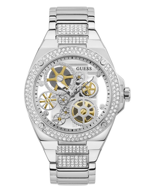 Reloj Analógico Con Esfera Expuesta En Tono Plateado Guess Multi