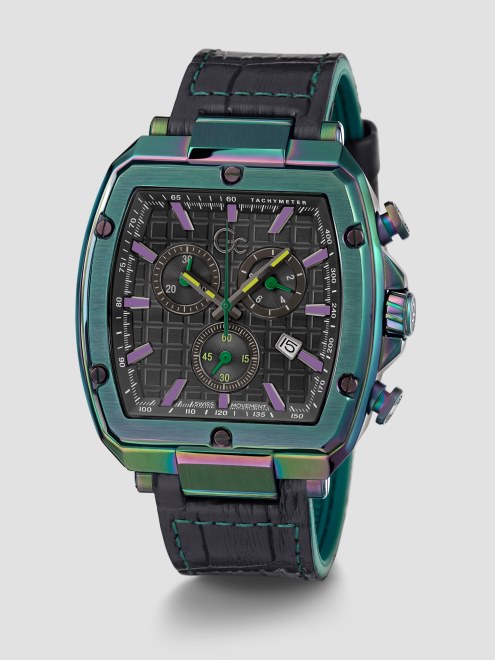 Reloj Multifunción Guess Multi Gc Crono De Cuero Negro
