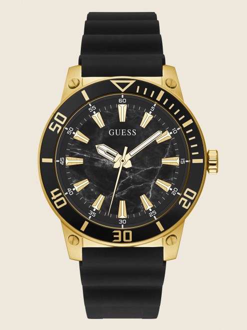 Reloj Analogico De Silicona Dorada Y Negra Guess Multi