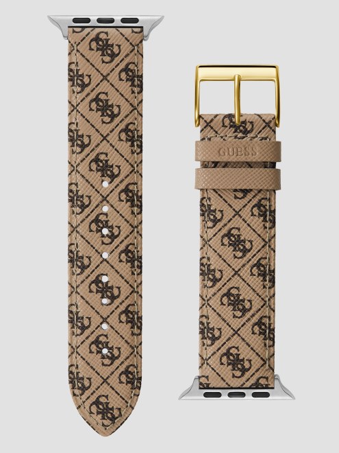 Correa De Piel Con Logo Marrón De 38-40 Mm Para Apple Watch Guess Brown