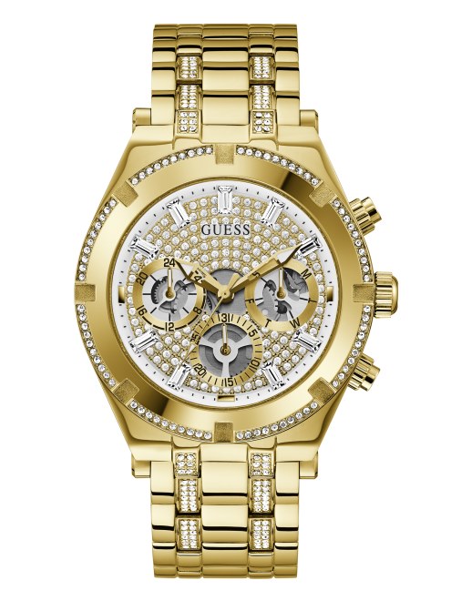 Reloj Multifunción Guess Dorado Con Strass Multi