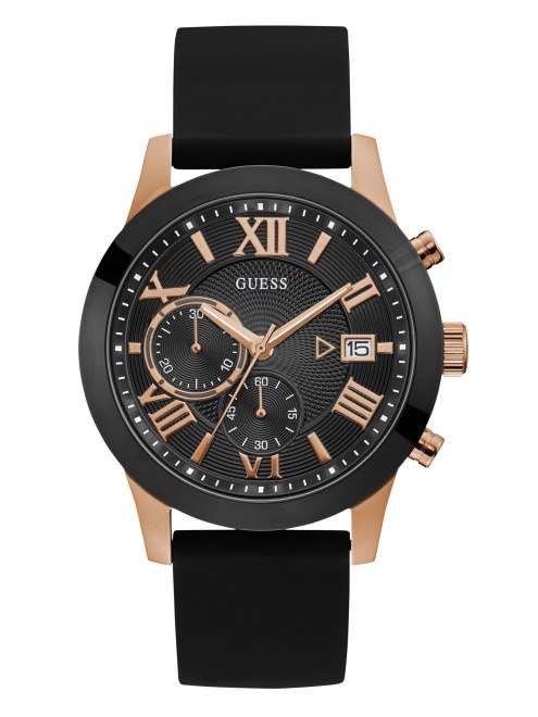Reloj Multifunción En Tono Oro Rosa Y Negro Black1 Guess