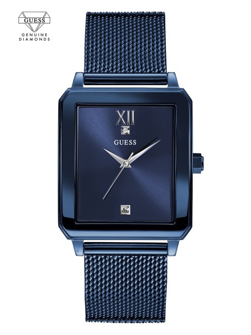 Reloj Rectangular Adivinar Sin Color Diamante Azul