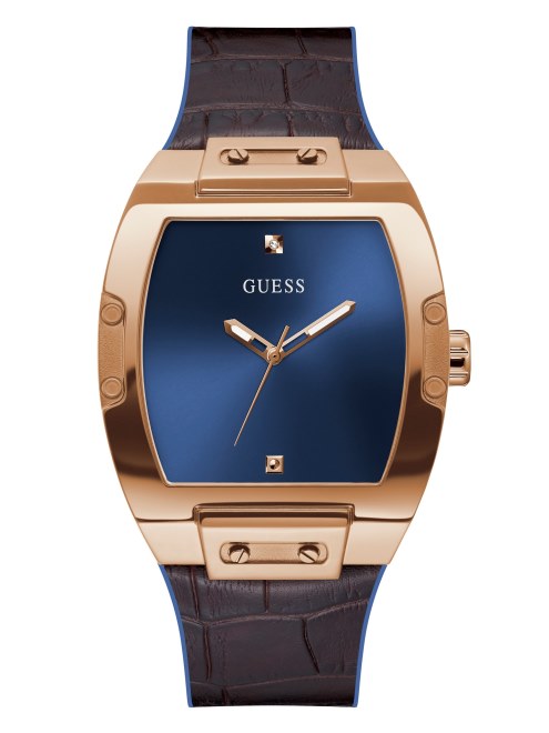 Reloj Analogico Con Cuerpo Azul Marino Y Tono Dorado Rosa Multiple Guess