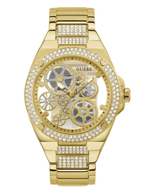 Reloj Analógico Con Esfera Expuesta En Tono Dorado Guess Multi