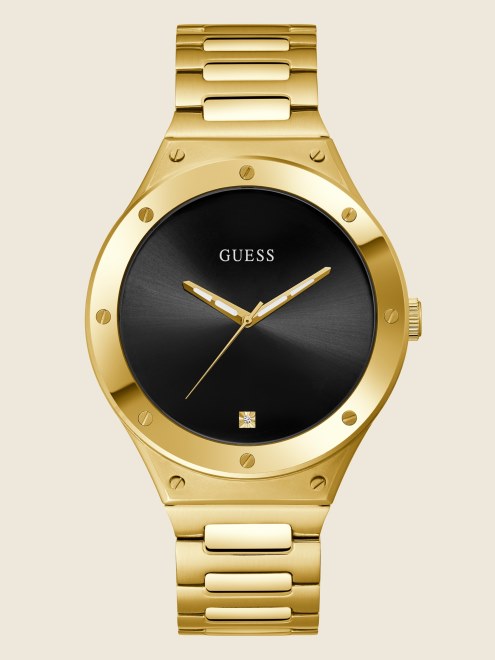Reloj Analógico Guess Multicolor Dorado Y Negro