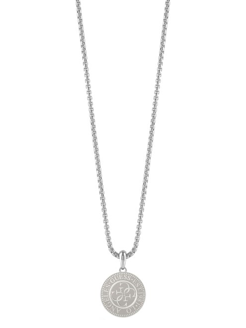 Collar Rh Guess Plateado Con Moneda Quattro G