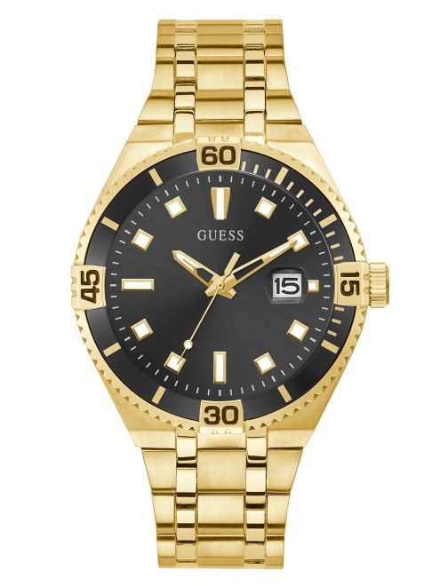 Reloj Analógico Guess Dorado Y Negro Multi