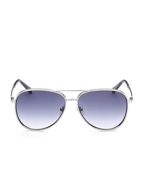 Gafas De Sol Estilo Aviador Guess Negro/plata