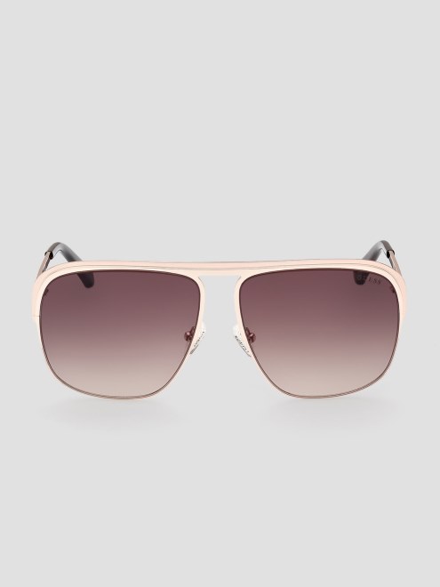 Guess Gafas De Sol Estilo Aviador Extragrandes De Carey De Metal