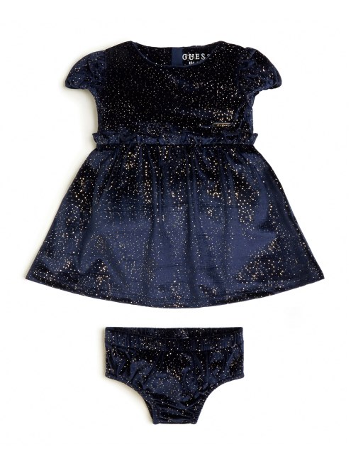 Vestido Terciopelo Lunares Metalizados (0-24m) Secret Blue Guess