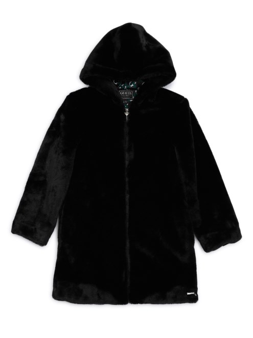 Chaqueta Pelo Sintético Capucha (7-16) Guess Negro Azabache