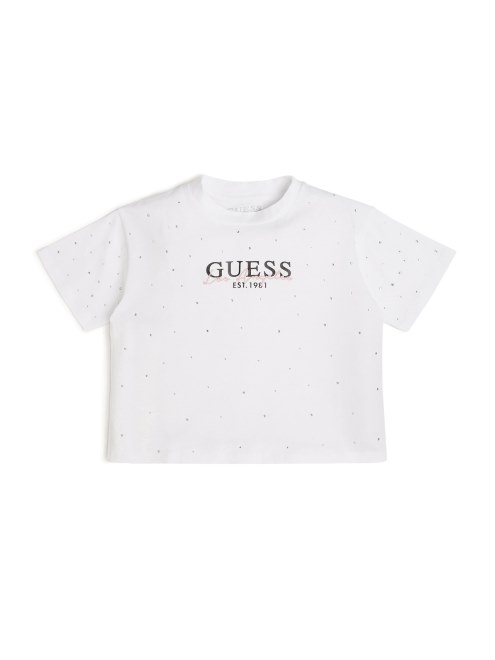 Camiseta De Diamantes De Imitación Blanca Pura Guess (7-14)