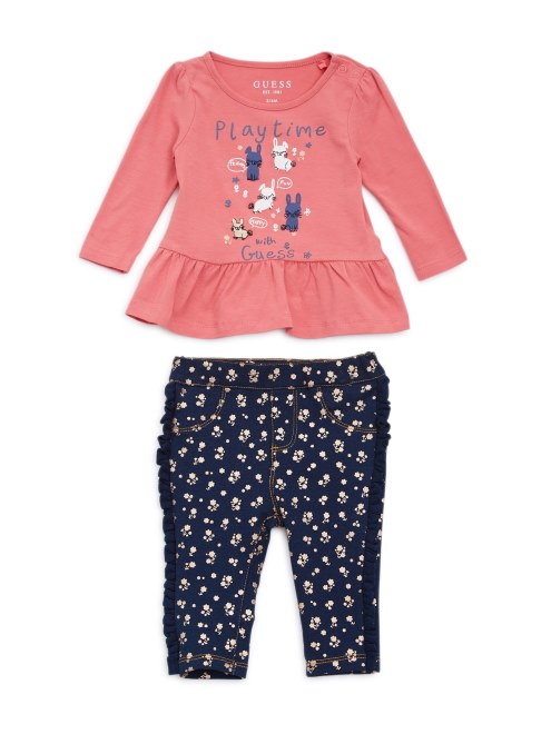 Playtime Top Y Jeans Set (0-24m) Drift Pink Guess