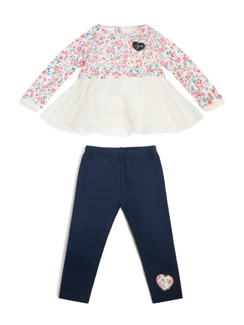 Conjunto De Top Peplum Y Leggins Mini Bouquet De Flores (0-24m) Guess