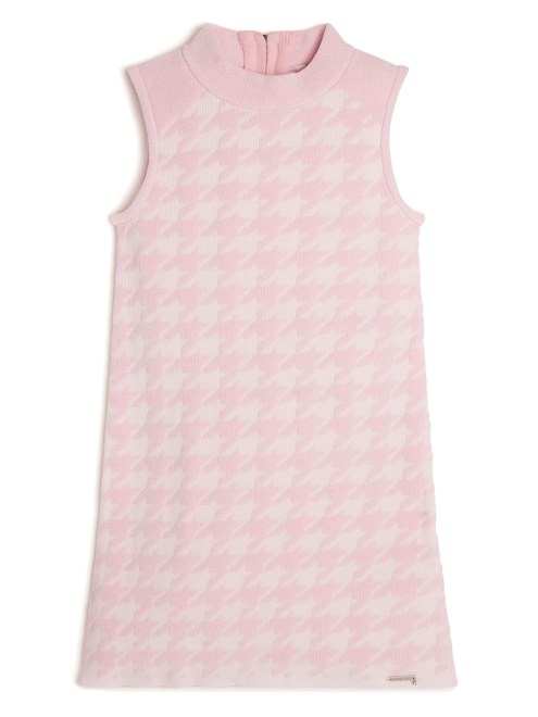 Vestido Jersey Pata De Gallo (7-14) Guess Rosa Y Blanco Pied De Po