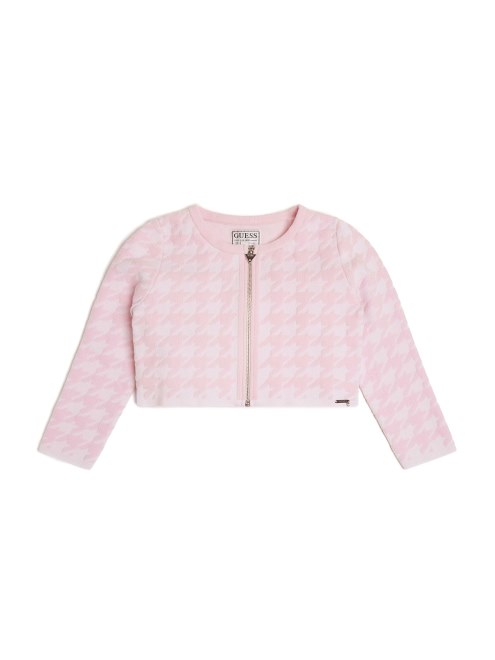 Cárdigan Cremallera Guess Pata De Gallo (7-14) Rosa Y Blanco Pied De Po