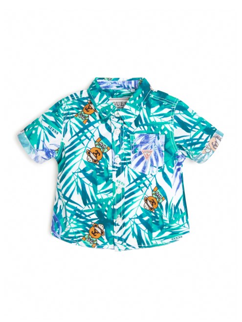 Camisa De Popelina Con Follaje Y Osos Tropicales Del Bosque (2-7)