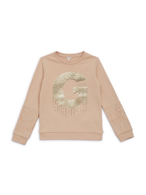 Top Cósmico De Vainilla Guess Active Con Inserciones De Encaje (7-16)