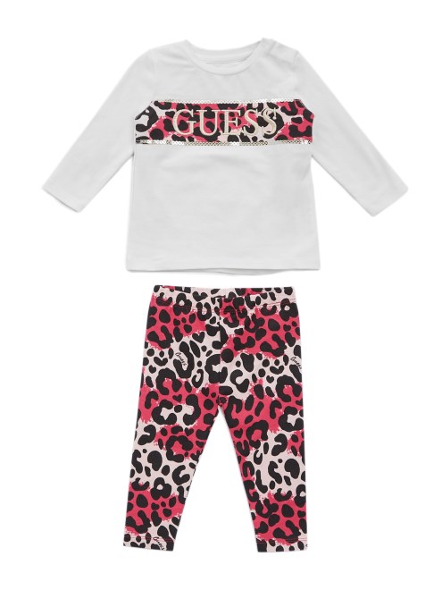 Conjunto De Camiseta Y Leggins De Leopardo De Guess (3-18 M) Blanco Sal