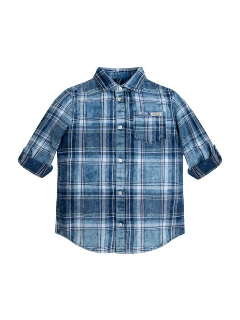 Camisa Vaquera Cuadros Guess Azul-beige Minime (7-18)