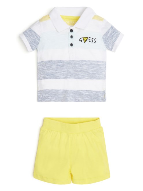 Conjunto De Polo Y Shorts A Rayas (3-18 M) Guess Wonder Stripe Amarillo