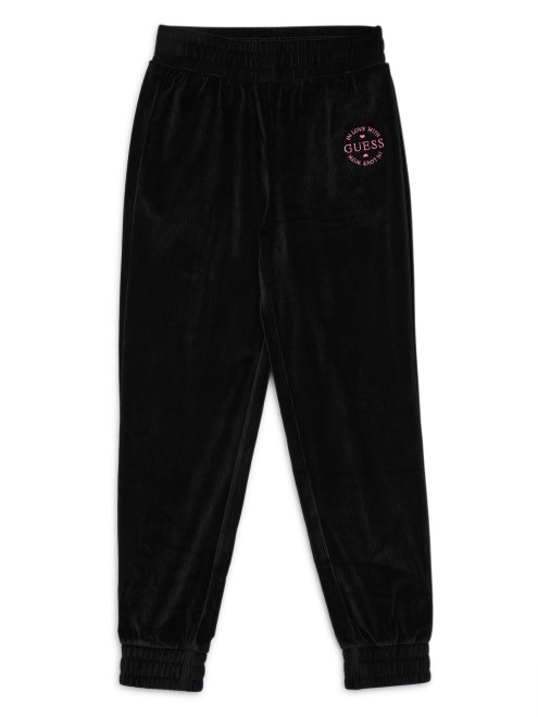 Joggers De Pana Con Logo Bordado (7-16) Guess Negro Azabache