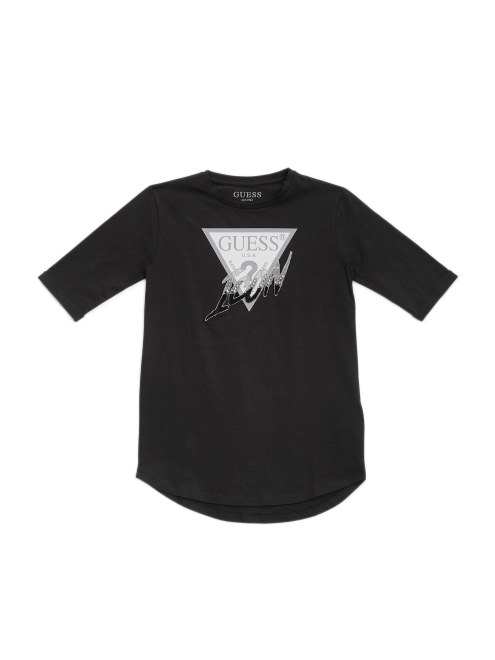 Camiseta Negra Azabache Con Icono De Cuentas Bordadas (7-14) Guess