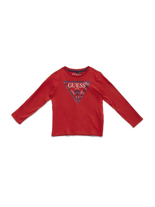 Camiseta De Manga Larga Con Logo De Guess Para Niños (2-7) Al Rojo Vivo