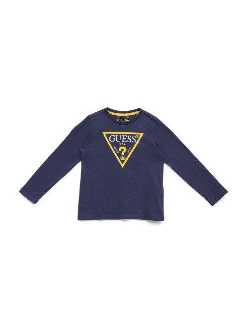 Camiseta De Manga Larga Con Logo De Guess Para Niños (2-7) Cubierta Azul