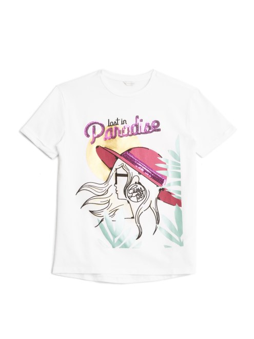 Camiseta Blanca Pura Perdido En El Paraiso (7-14) Adivinar