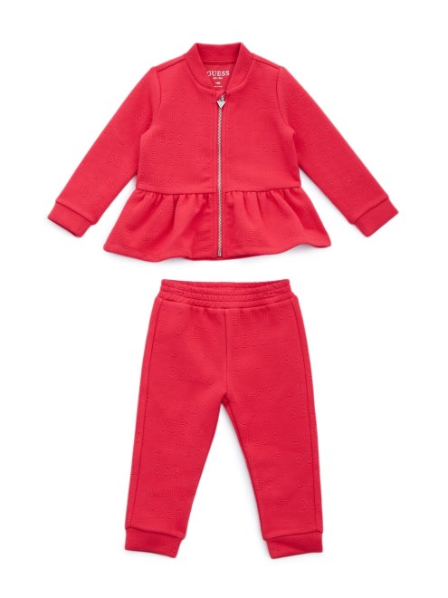 Conjunto De Chaqueta Y Pantalones Con Cremallera Y Logo (3-18 M) Guess Punk Rocker Rosa