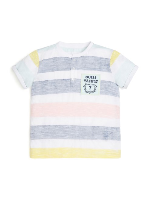 Camiseta Con Cuello Henley A Rayas (7-16) Guess Wonder Raya Amarilla