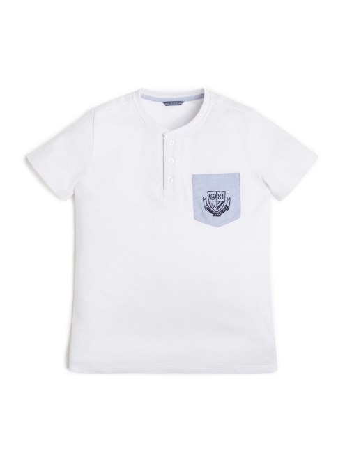 Camiseta Con Bolsillo Con Escudo Del Logo (7-14) Guess Blanco Puro