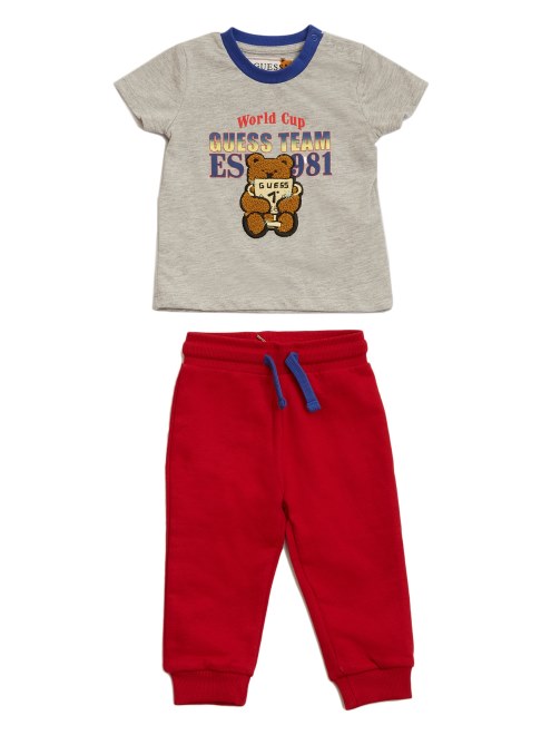 Conjunto De Camiseta Y Pantalón Activo Con Osito De Peluche De Piedra De Brezo De Guess Light (3-18 M)